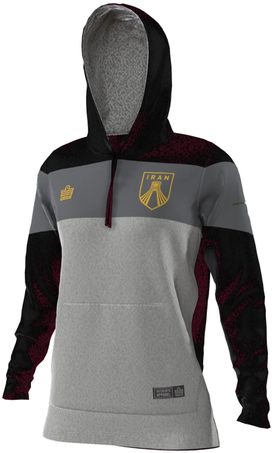 Grey and black color-block Vatan hoodie with Azadi crest